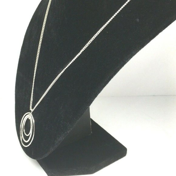 Silvertone Triple Oval Necklace - Picture 3 of 12